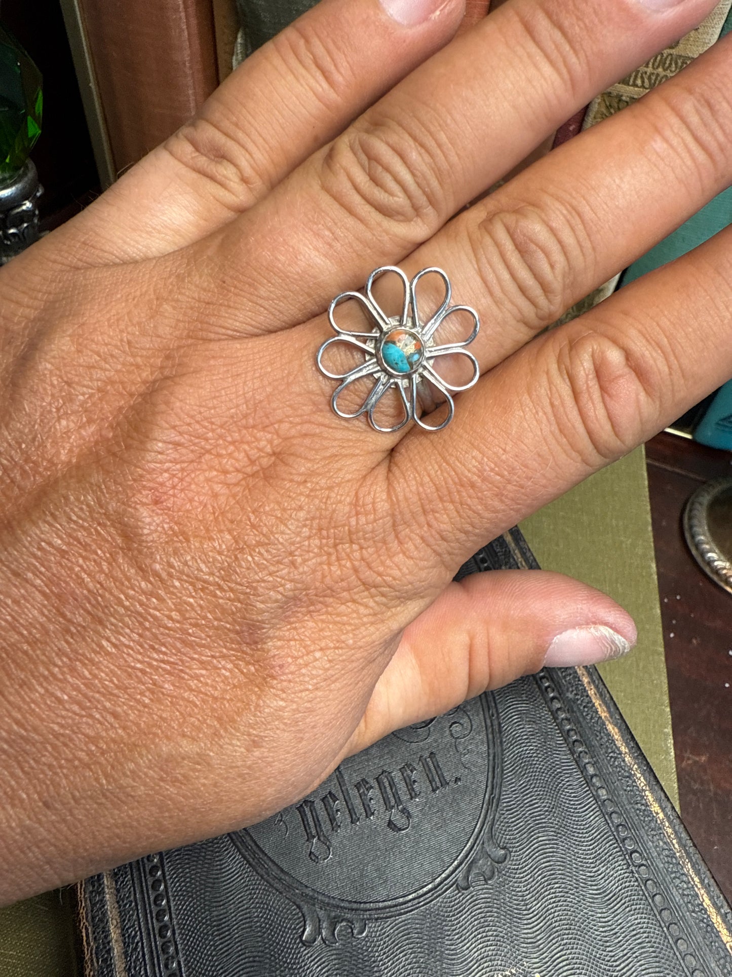 Copper Turquoise Flower
