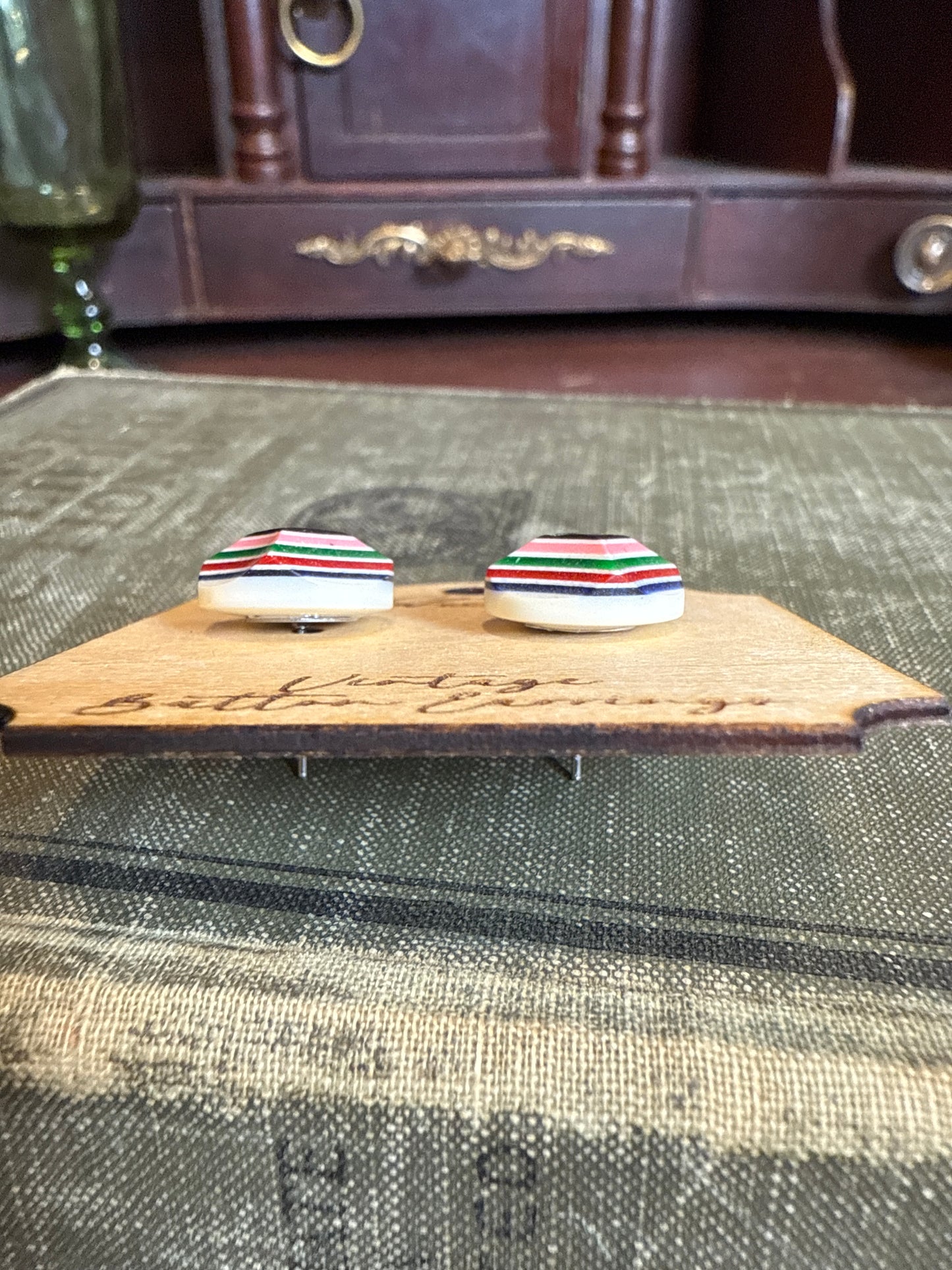 Vintage Button Earrings