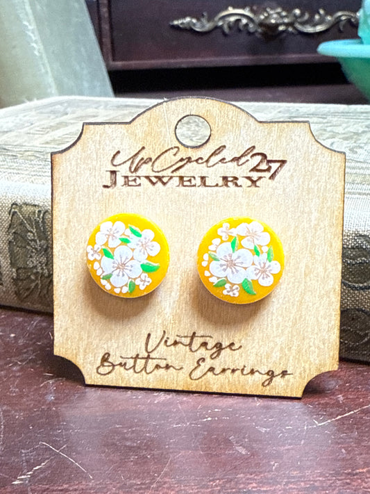 Vintage Button Earrings