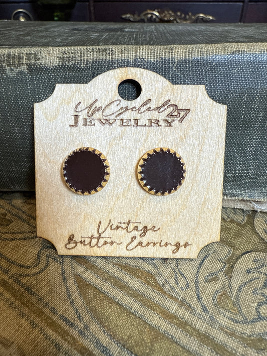 Vintage Button Earrings (brown)