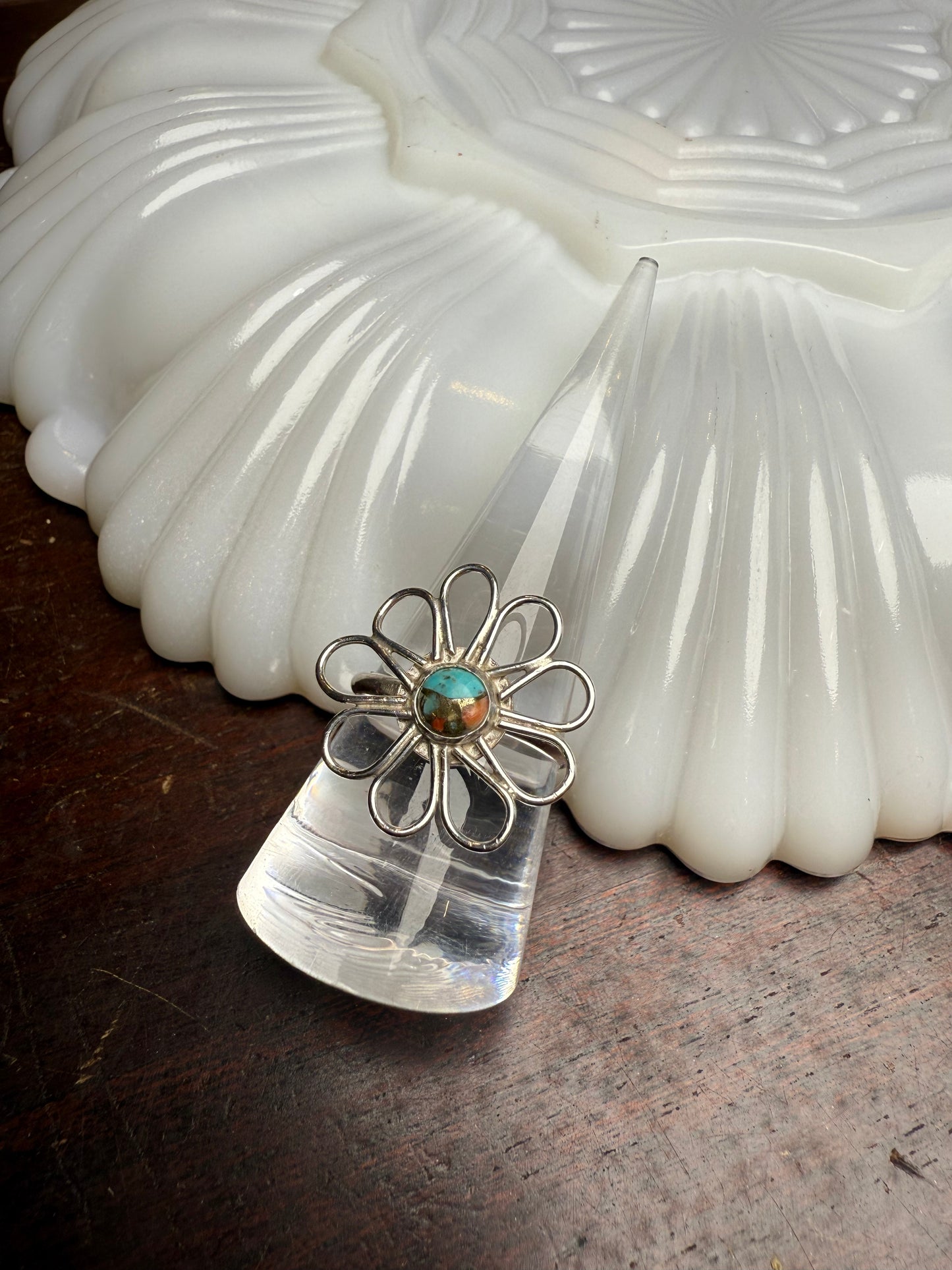 Copper Turquoise Flower sz.9