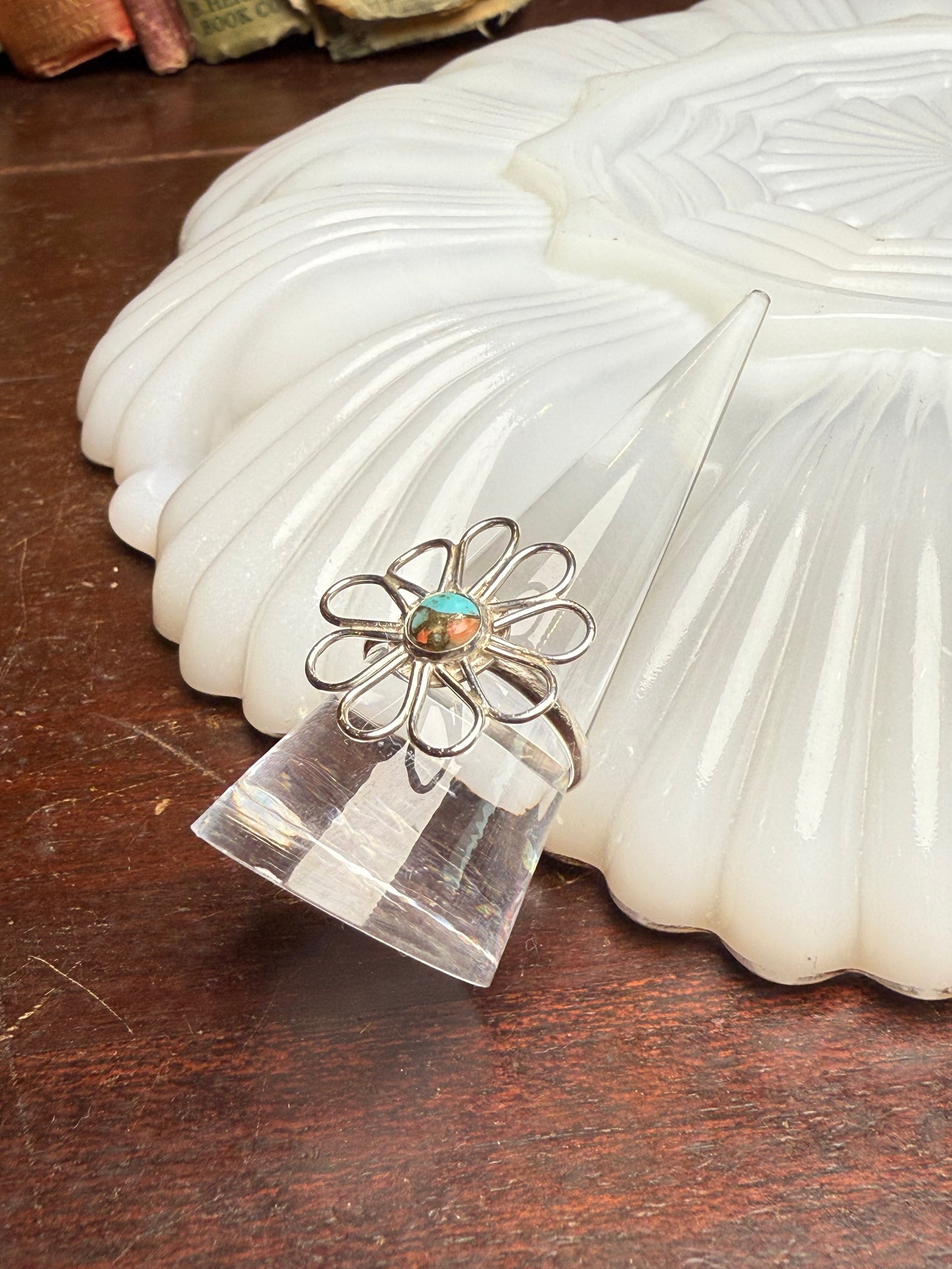 Copper Turquoise Flower sz.9