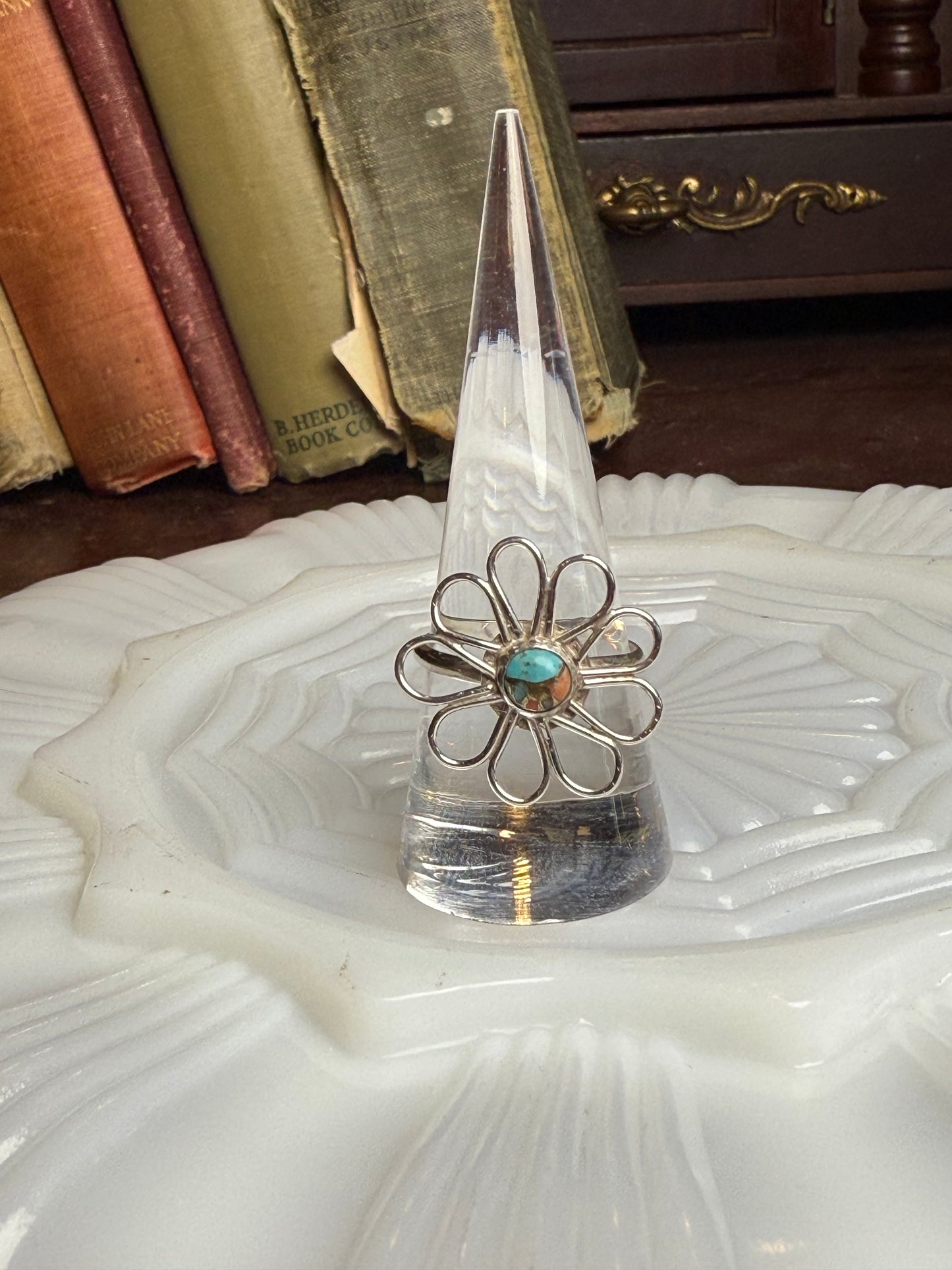 Copper Turquoise Flower sz.9
