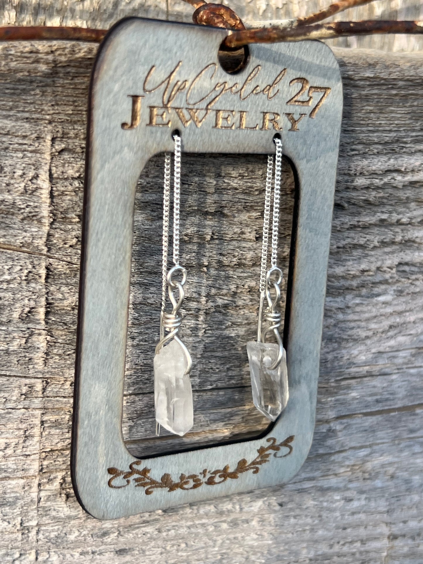 Sterling Selenite Threader Earrings