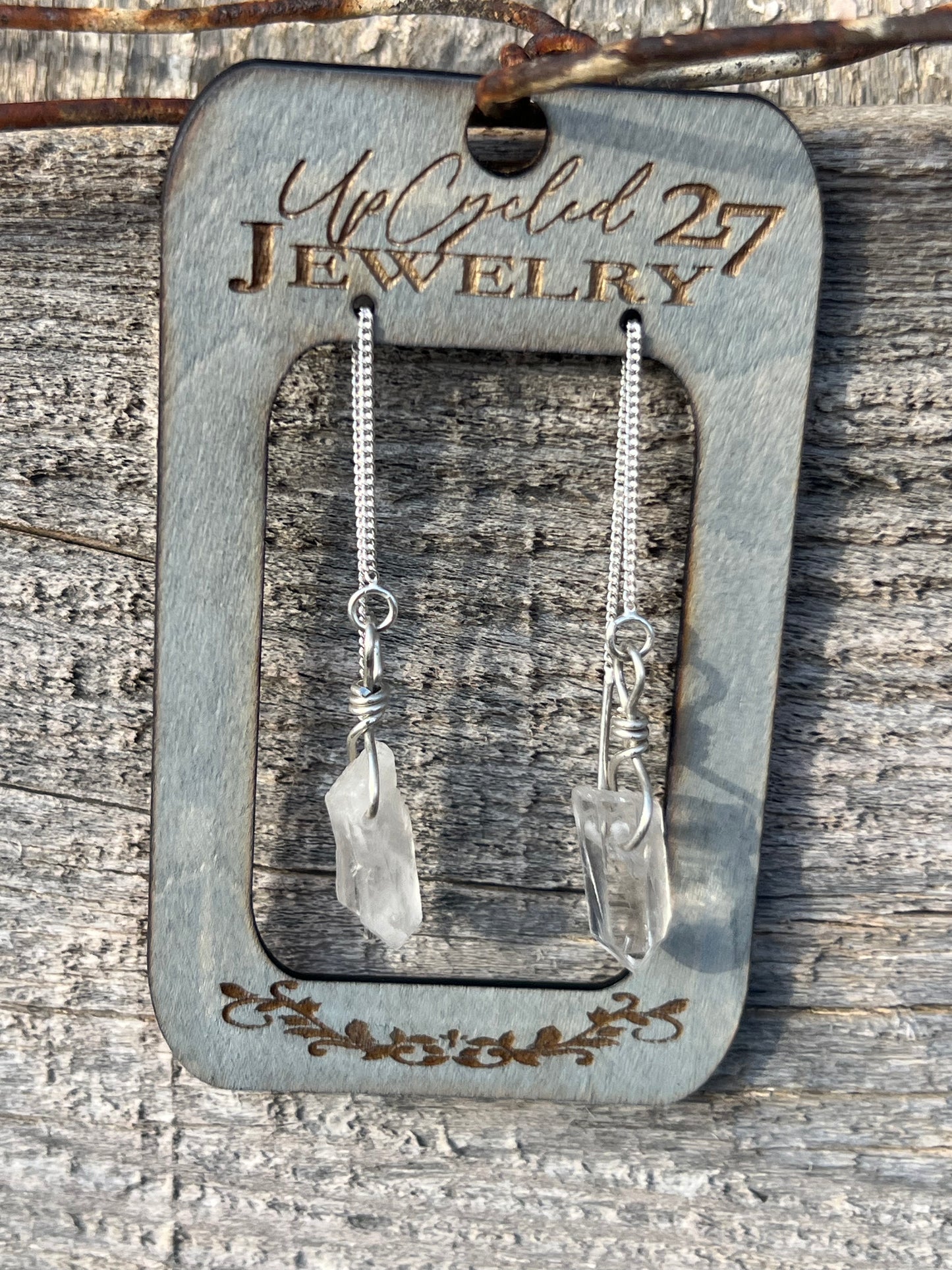 Sterling Selenite Threader Earrings